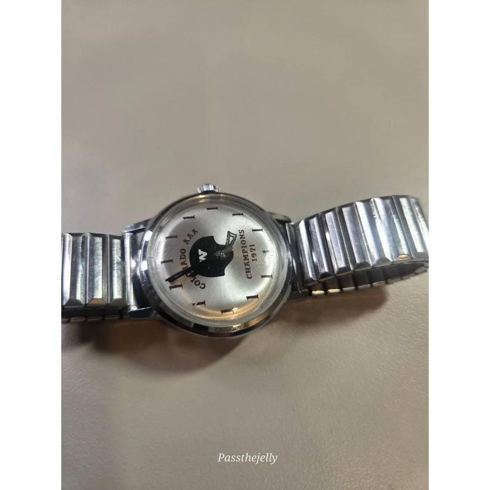 Vtg Colorado AAA Champions 1971 Automatic Watch Mens Silver Dial